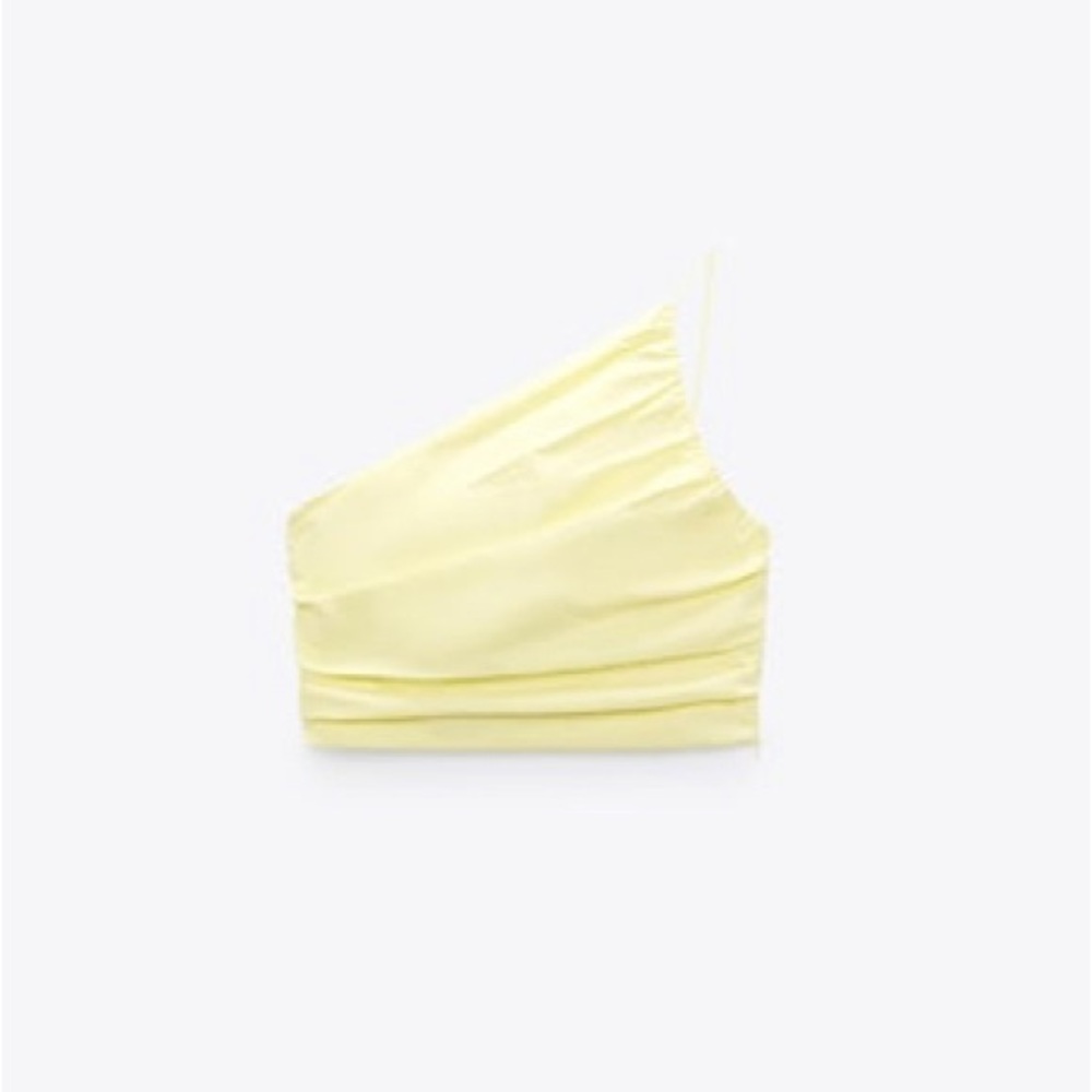 Zara women’s yellow crop top one shoulder , large